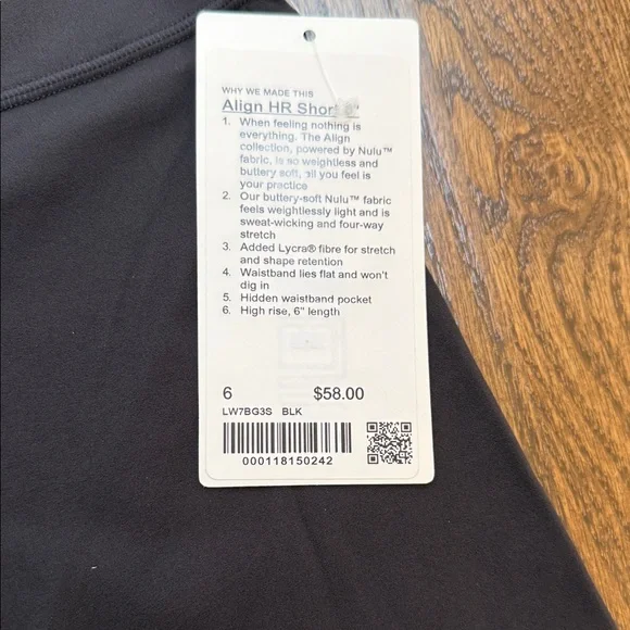 NWT women’s Lululemon Align 6” bike short size 6 - Picture 2 of 5
